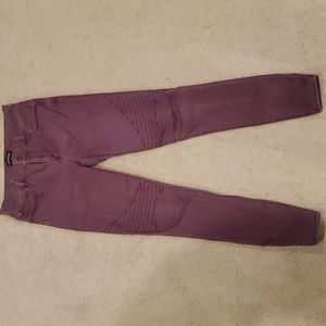 Express Burgandy Moto Jeans